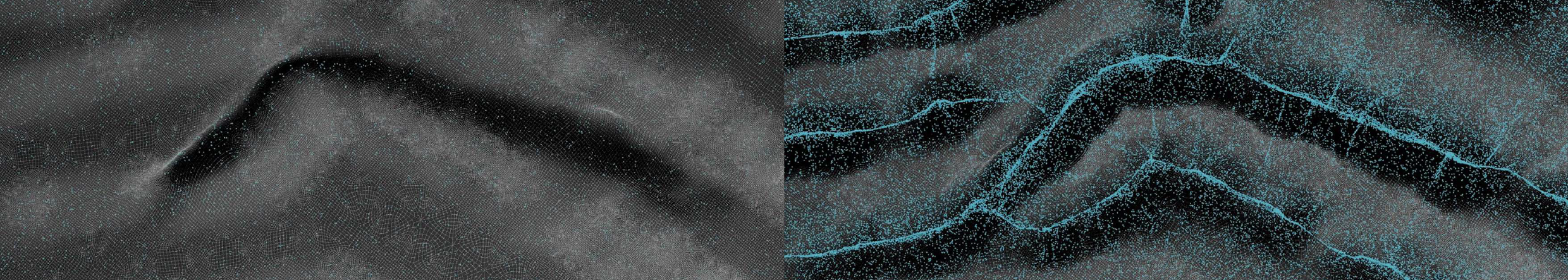 Particle deposition simulation — before and after