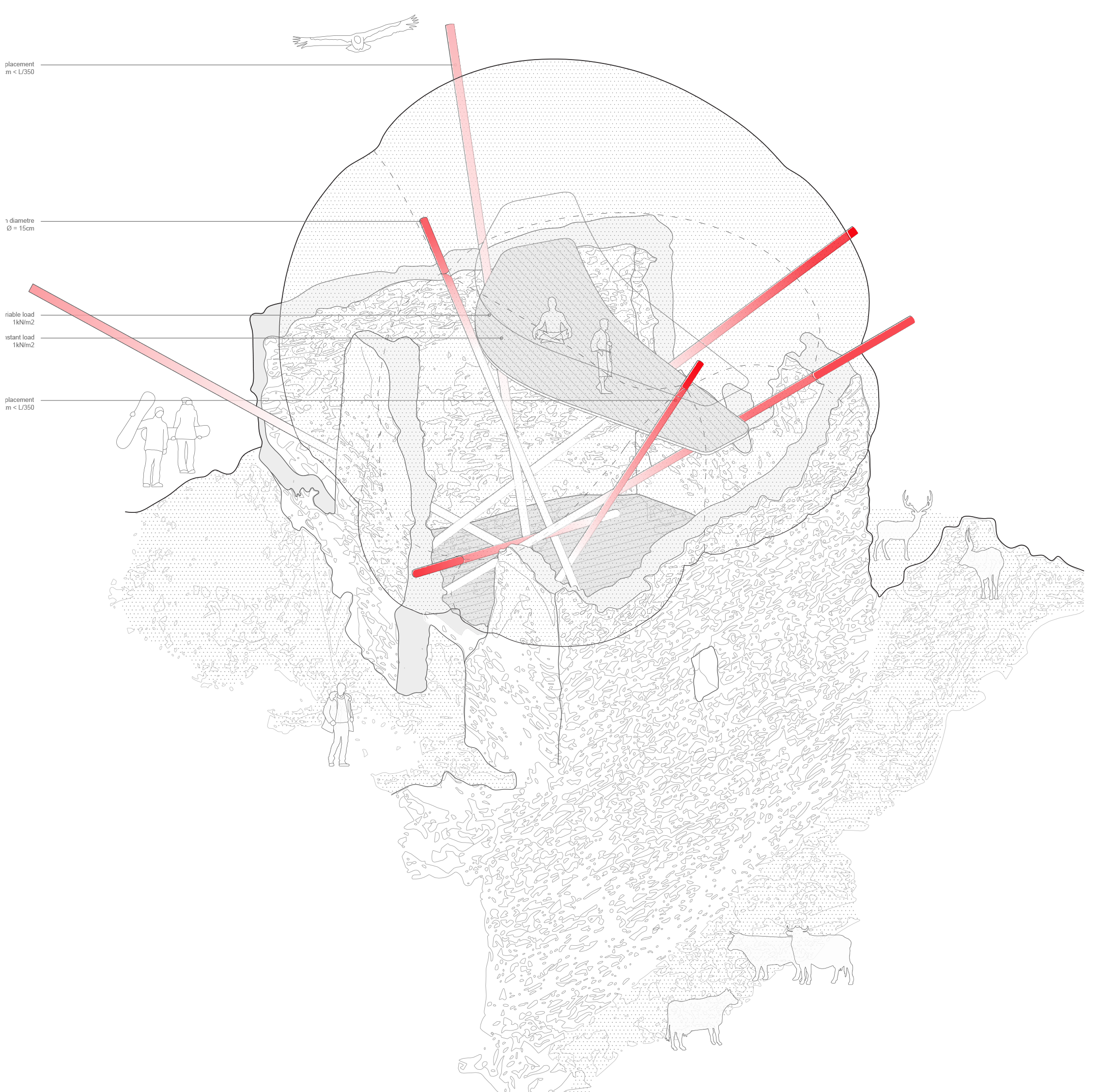 Axonometry and structural diagram — Grasshopper Karamba