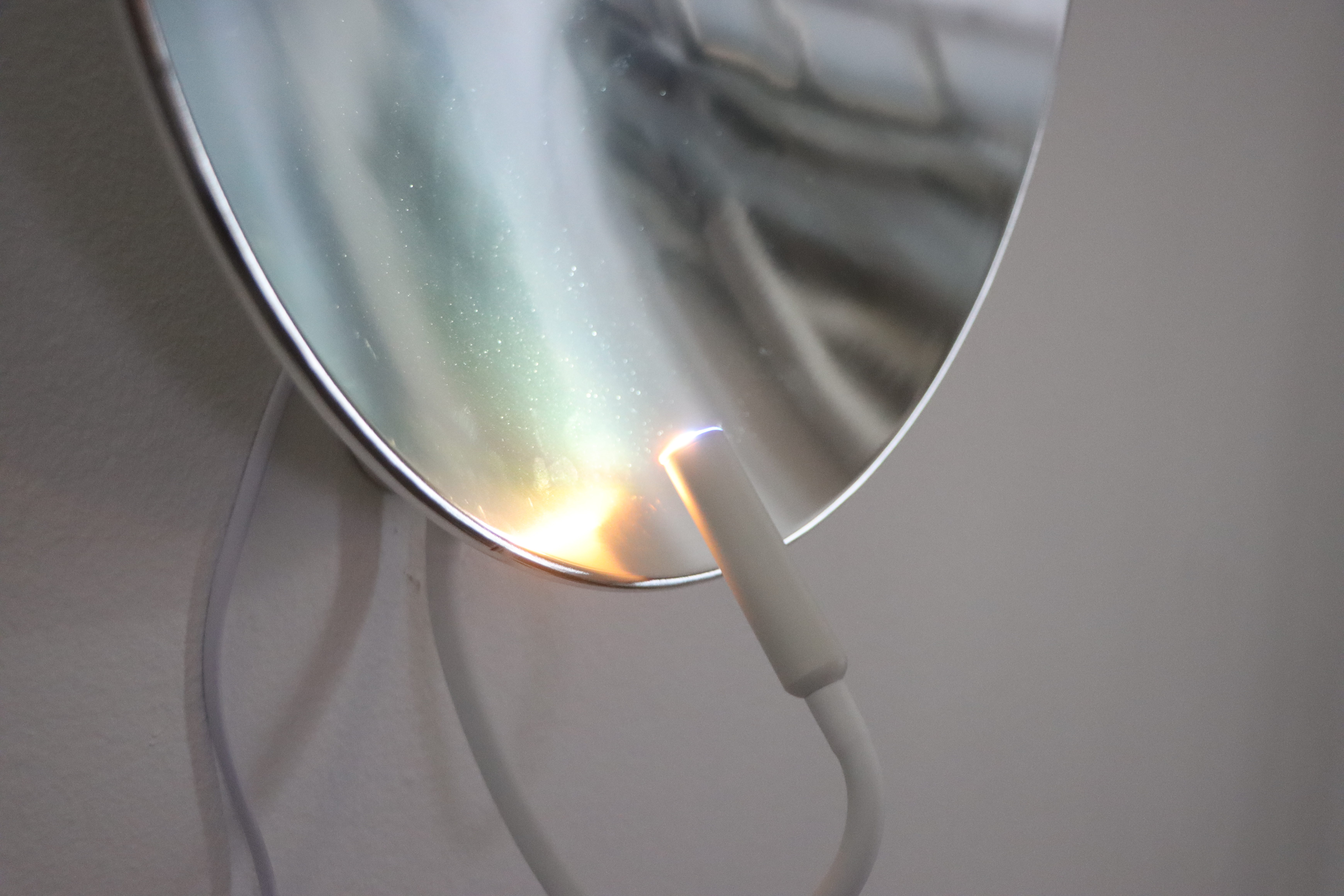 Convex mirror, macro detail of the light source